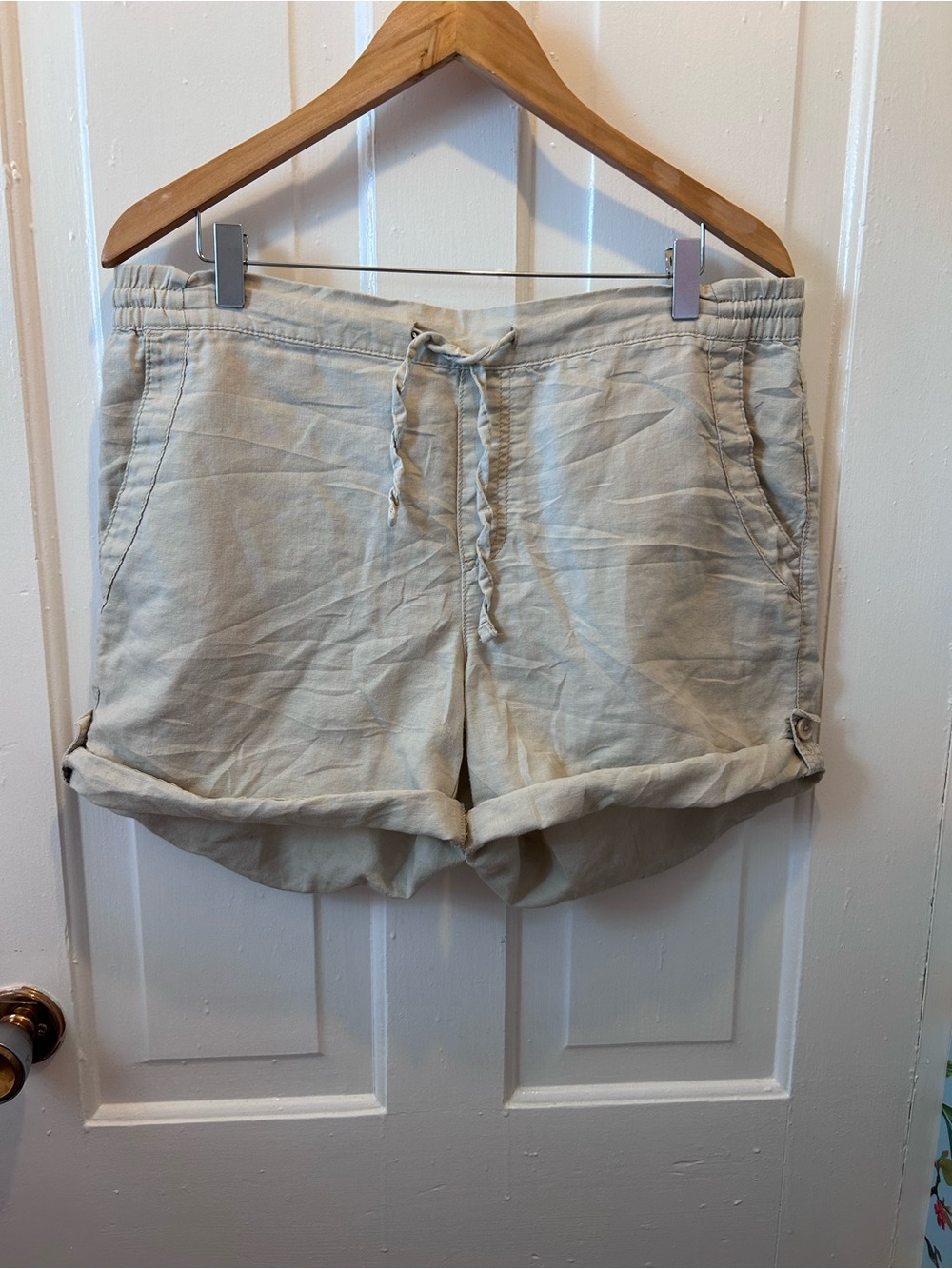 Joe Fresh Light Cream Rolled-Cuff Drawstring Bermuda Shorts